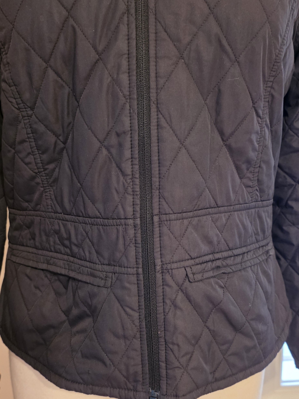 Barbour Black Quilted Zip-Front Jacket Lightweight Size 8 - Picture 3 of 15